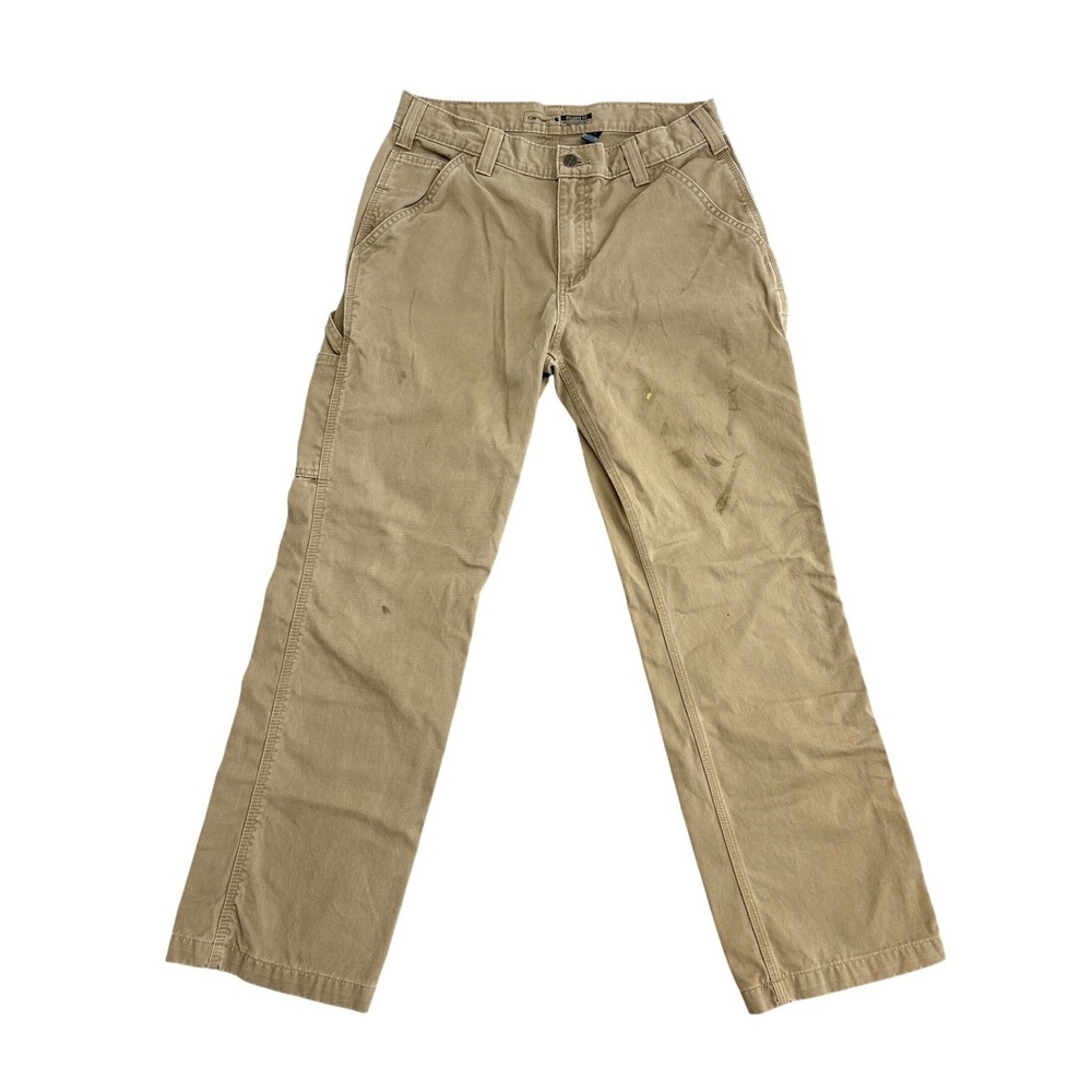Carhartt Relaxed Fit Work Pants Mens 32x30 Khaki Canvas Dungaree‎ B324-DKH